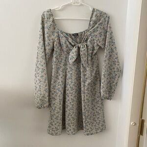 Lily Rose Floral Tie-Front Long Sleeve Mini Dress